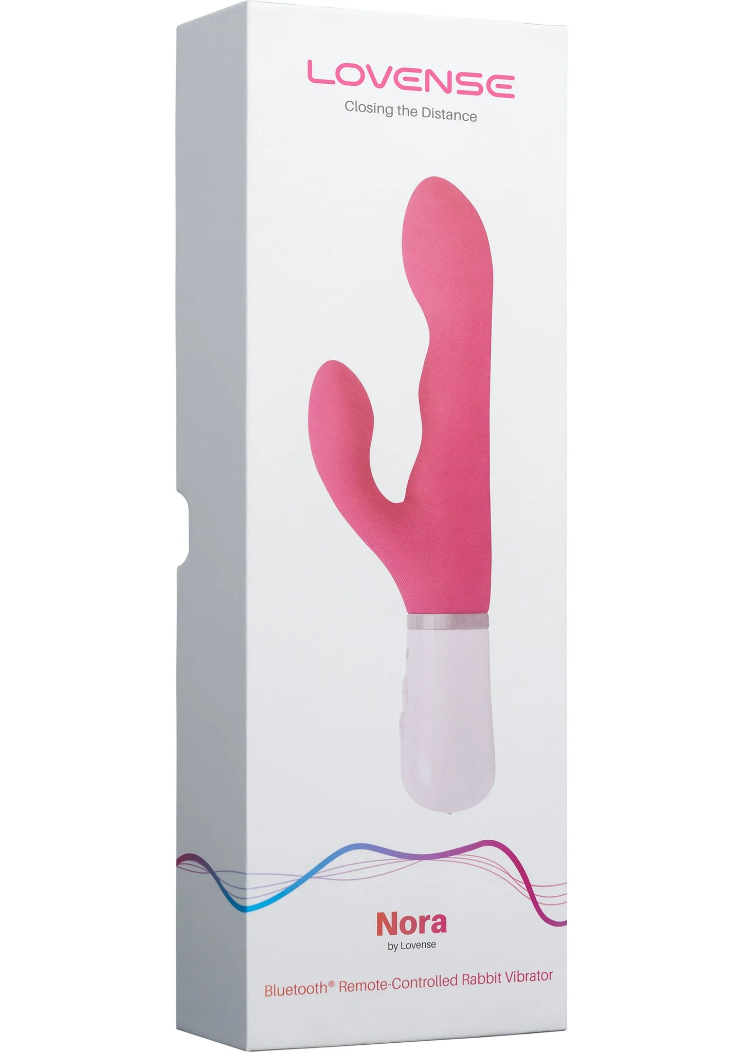 Doos van Lovesense Nora met afbeelding van roze vibrator en twee uitsteeksels