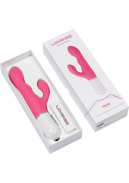 Lovesense Nora set in open verpakking: roze vibrator met grijze ring en doos