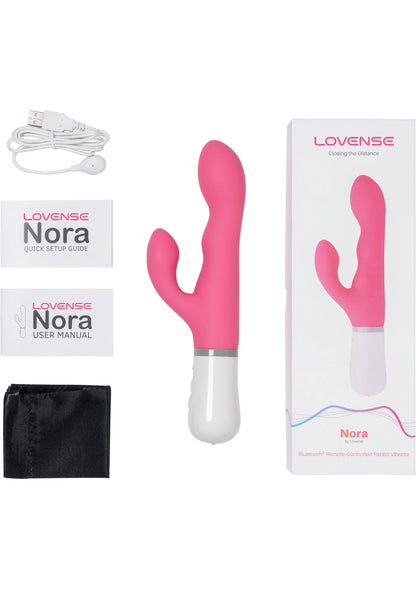 Lovesense Nora accessoires: roze vibrator, handleiding, kabel en opbergtas