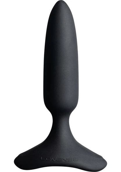 Zwarte Lovesense buttplug met brede voet en taps toelopende steel