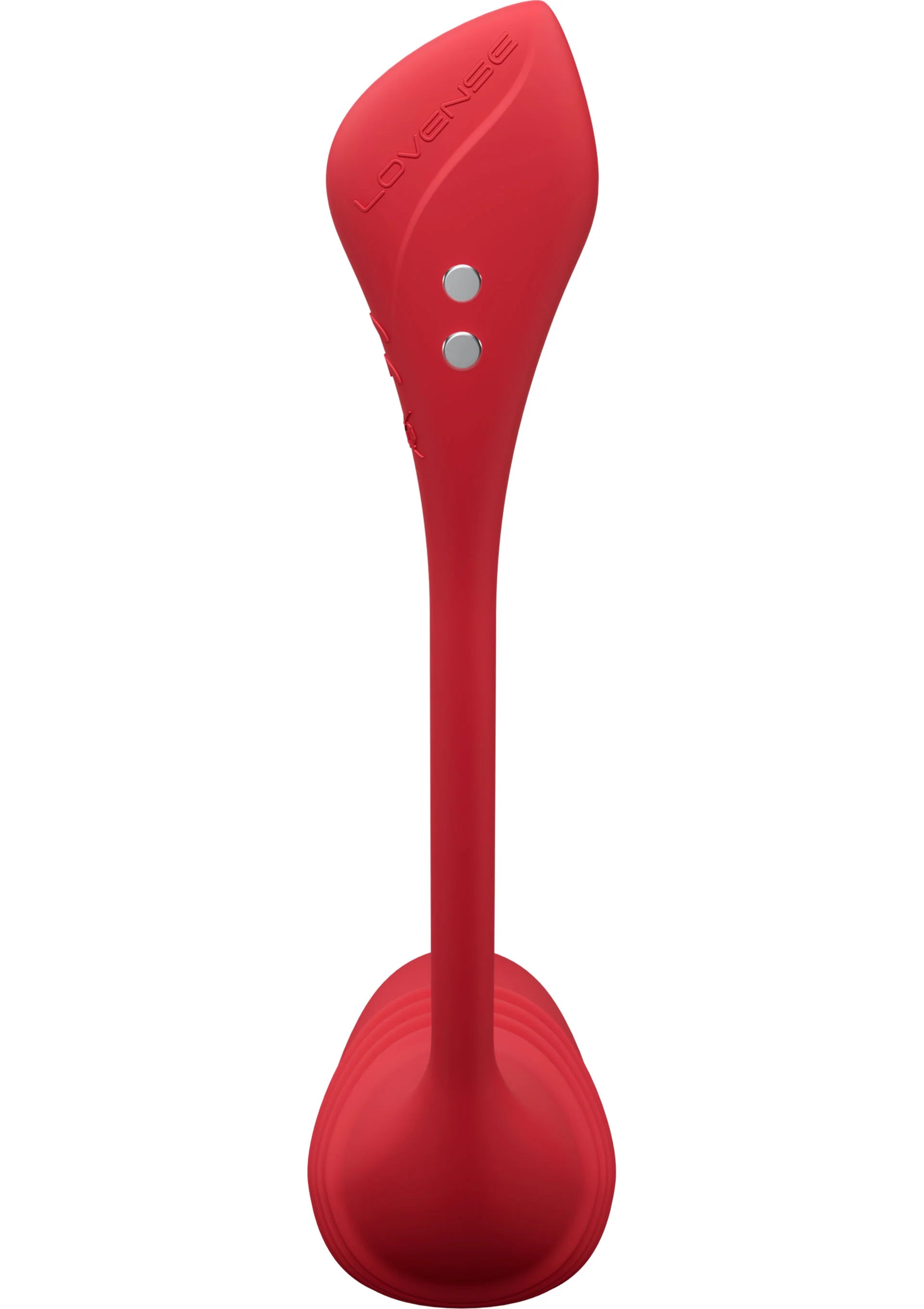 Rode staafvibrator met afgeronde basis en twee ronde contactpunten.