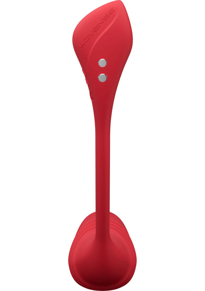 Rode staafvibrator met afgeronde basis en twee ronde contactpunten.