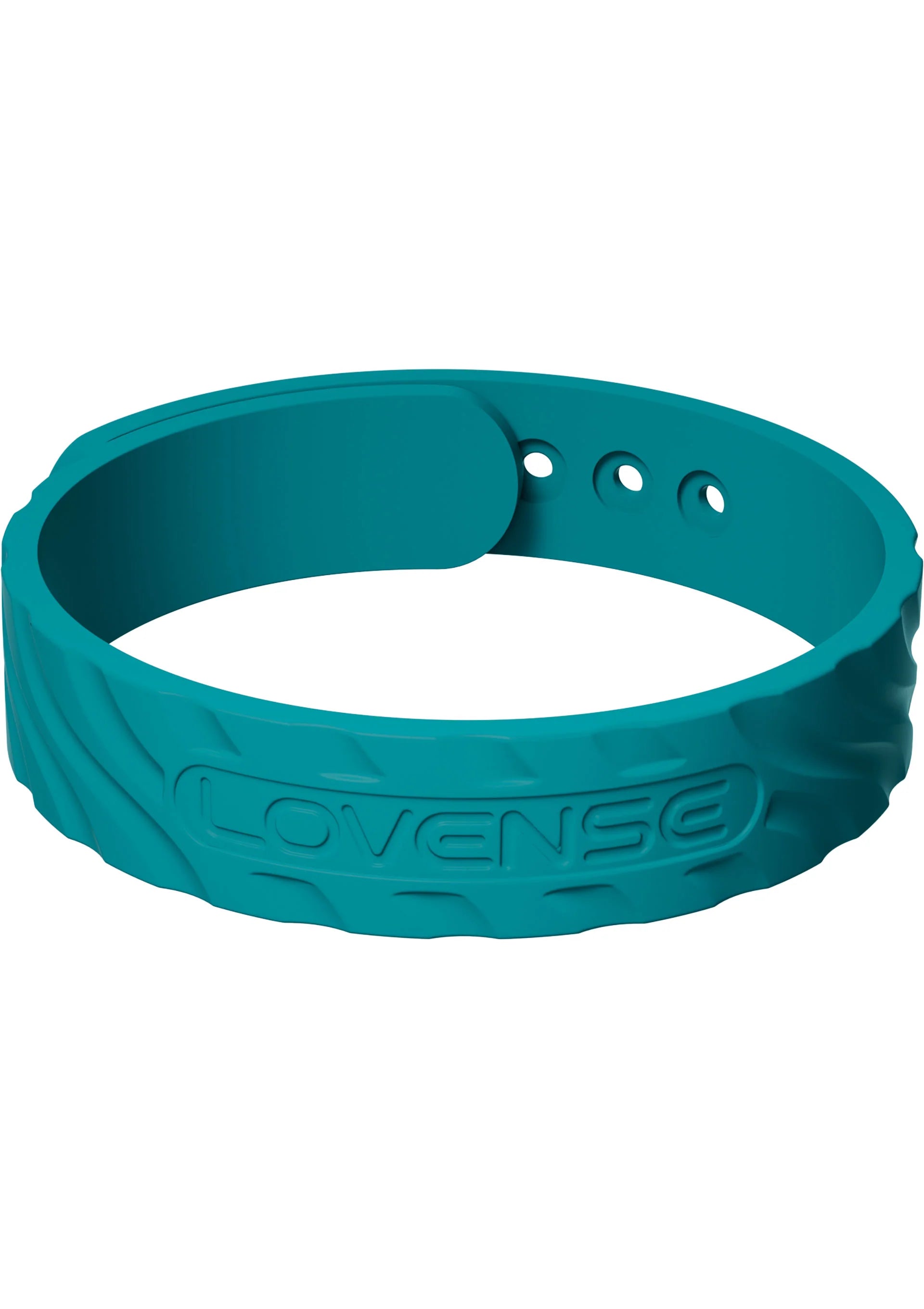 Teal siliconen armband met reliëftekst en twee ventilatiegaten