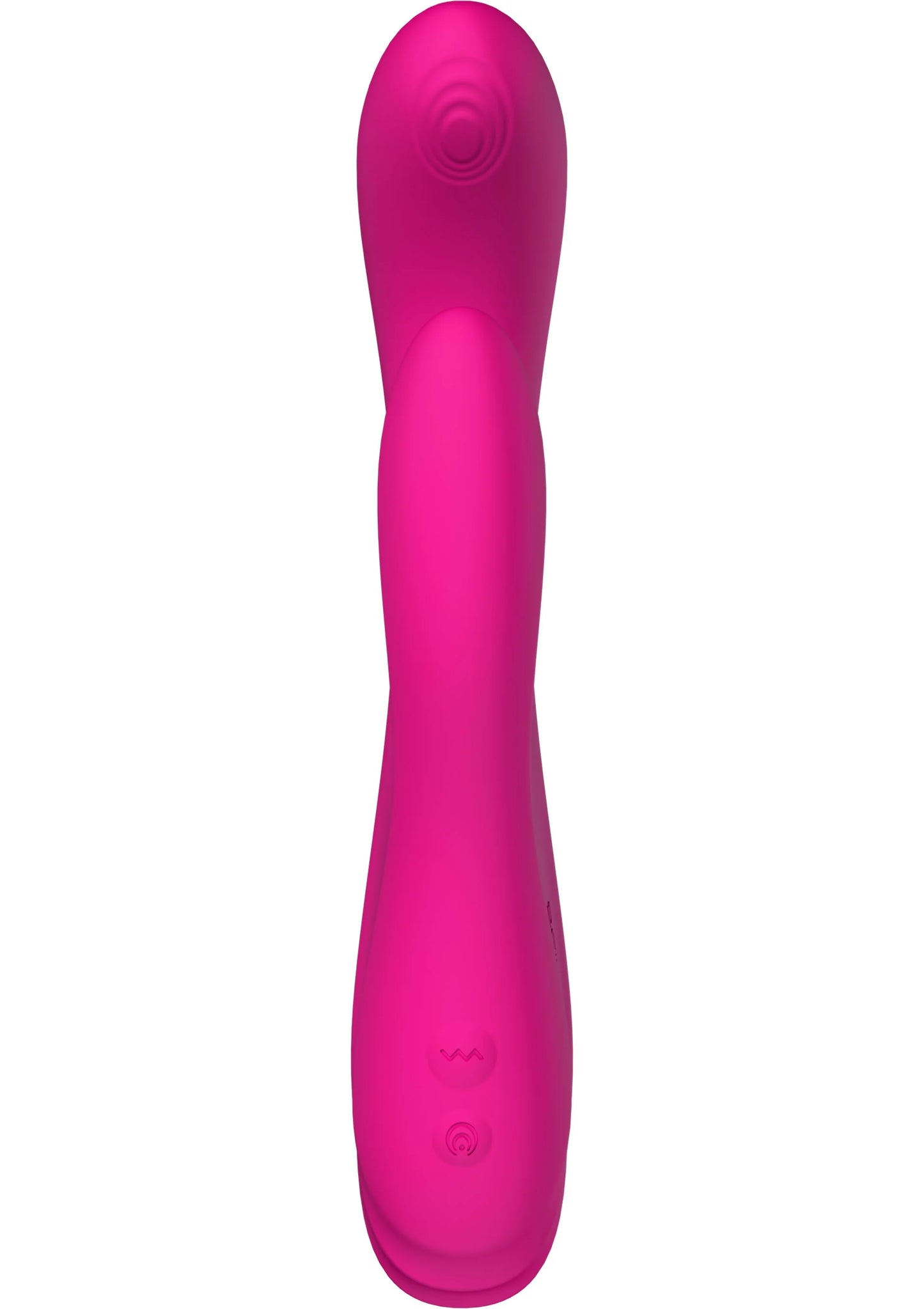 Roze lange vibrator met ronde kop en kleine knopjes op het handvat
