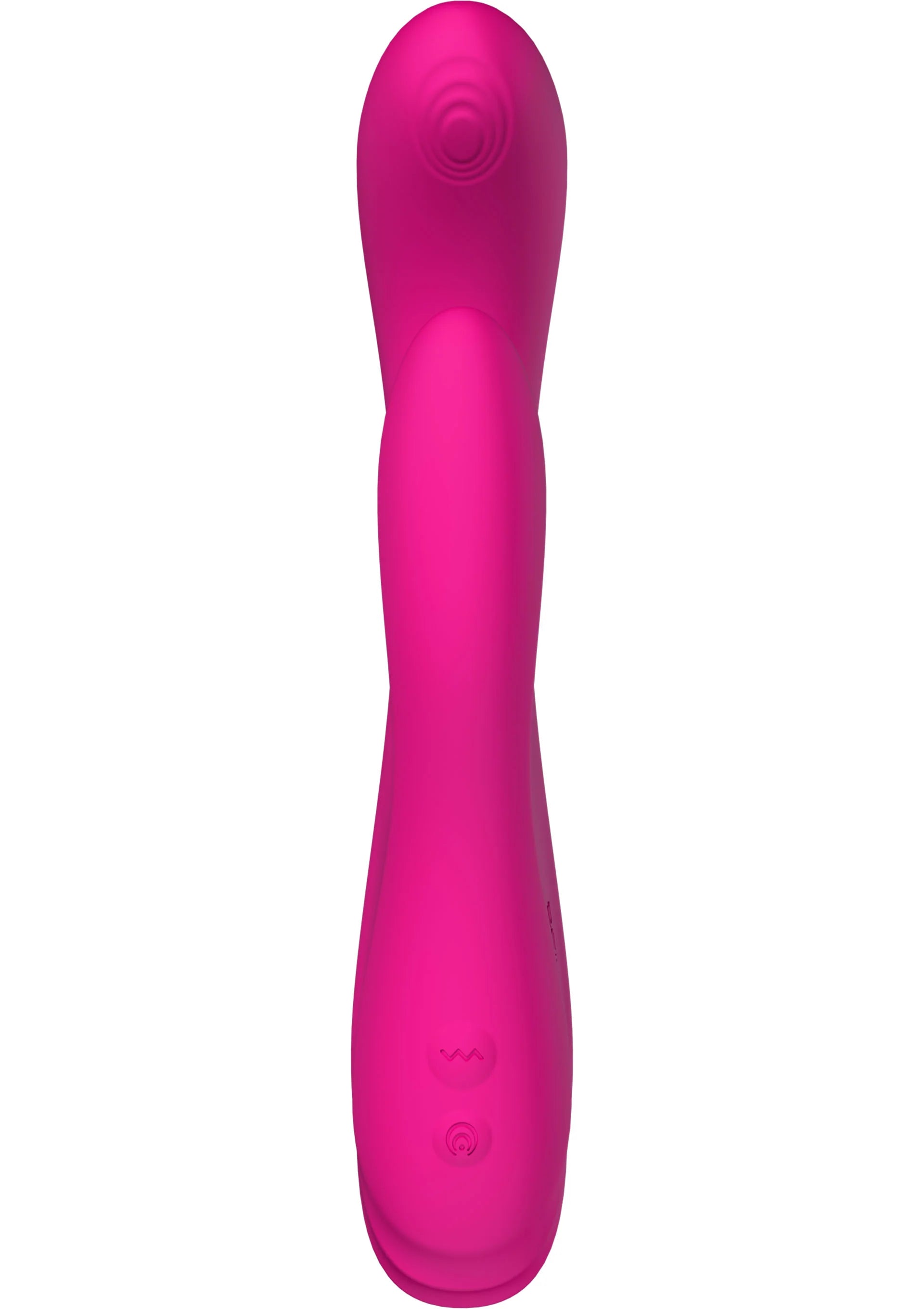 Roze lange vibrator met ronde kop en kleine knopjes op het handvat