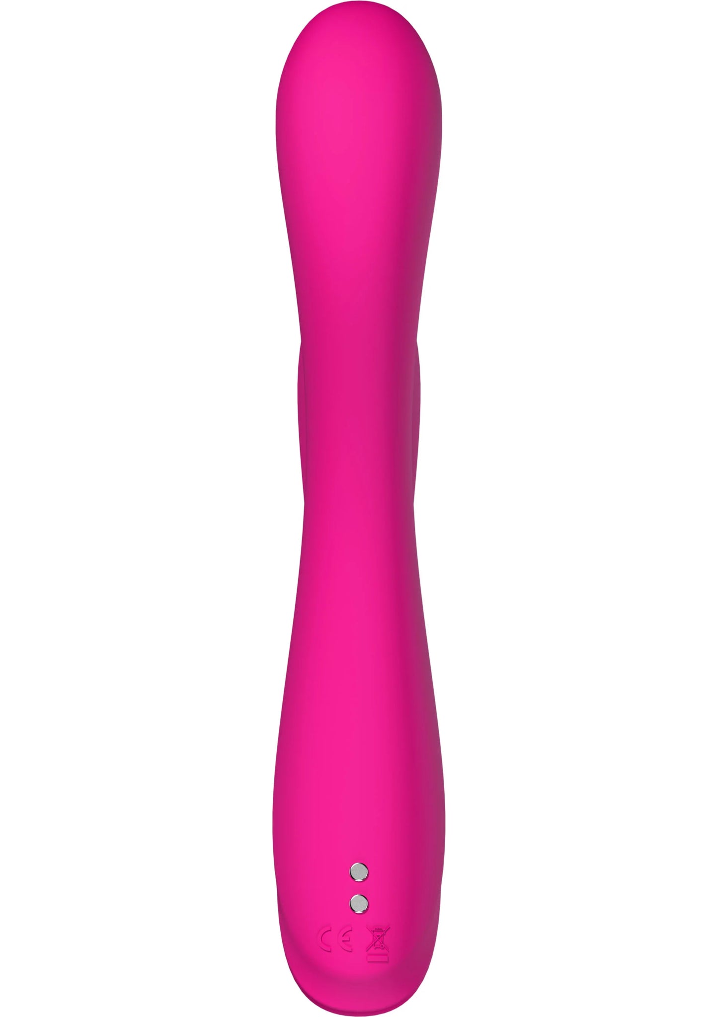 Roze rechte vibrator met ronde top en twee kleine indicatielampjes onderaan