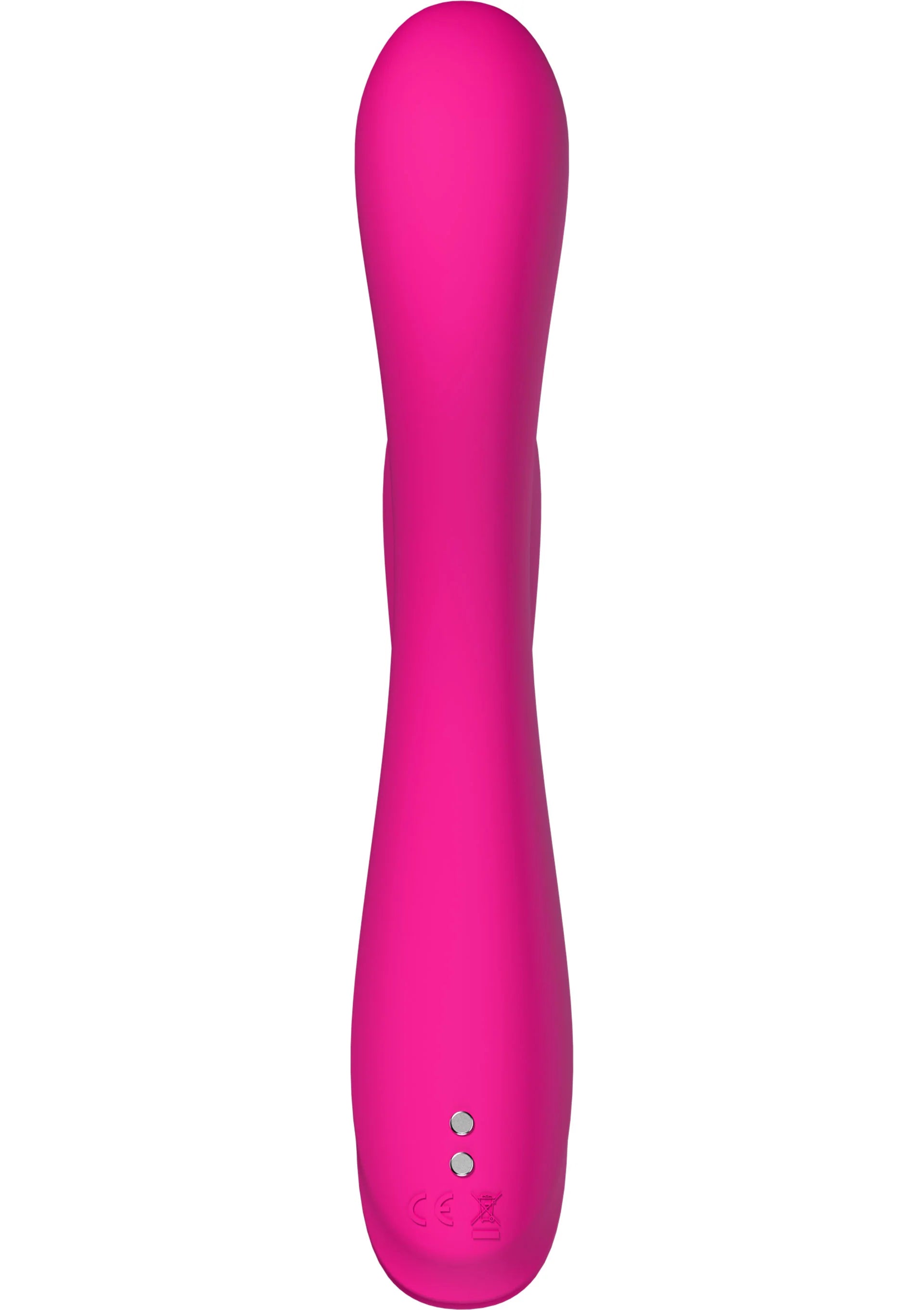 Roze rechte vibrator met ronde top en twee kleine indicatielampjes onderaan
