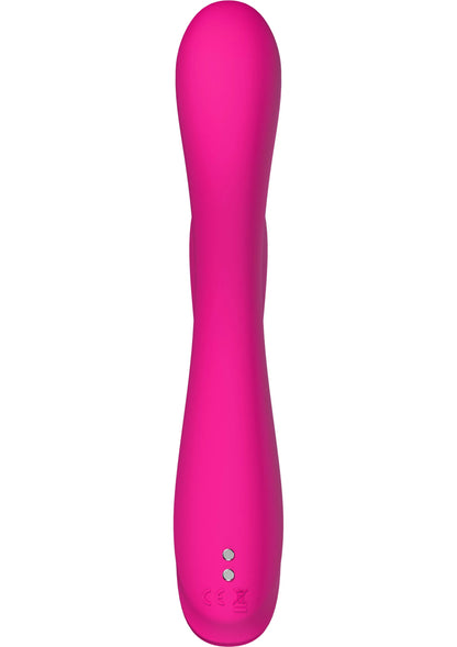Roze rechte vibrator met ronde top en twee kleine indicatielampjes onderaan