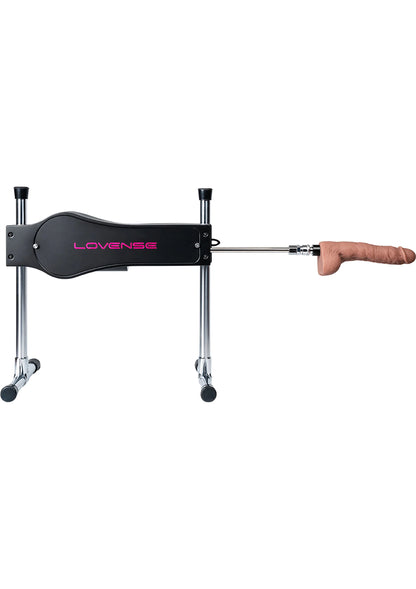 Lovesense seksmachine met zwart kussenvlak, chroom poten en handgreep