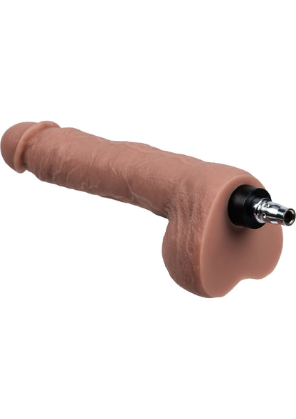Lovense dildo met bruin textuur en zwarte metalen aansluiting aan de basis