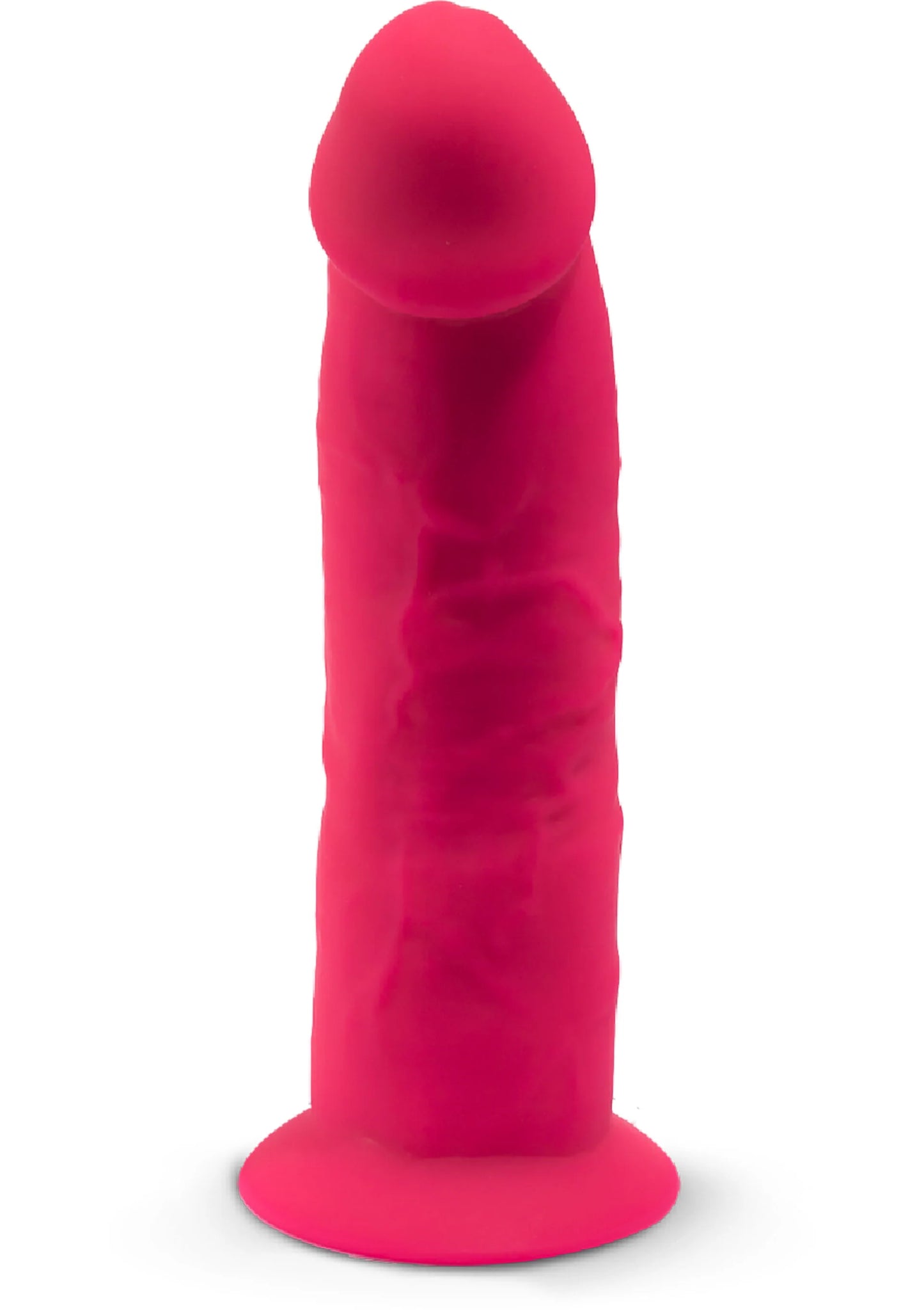 Roze 6 inch dildo frontaanzicht, afgeronde top en taps toelopend lichaam.