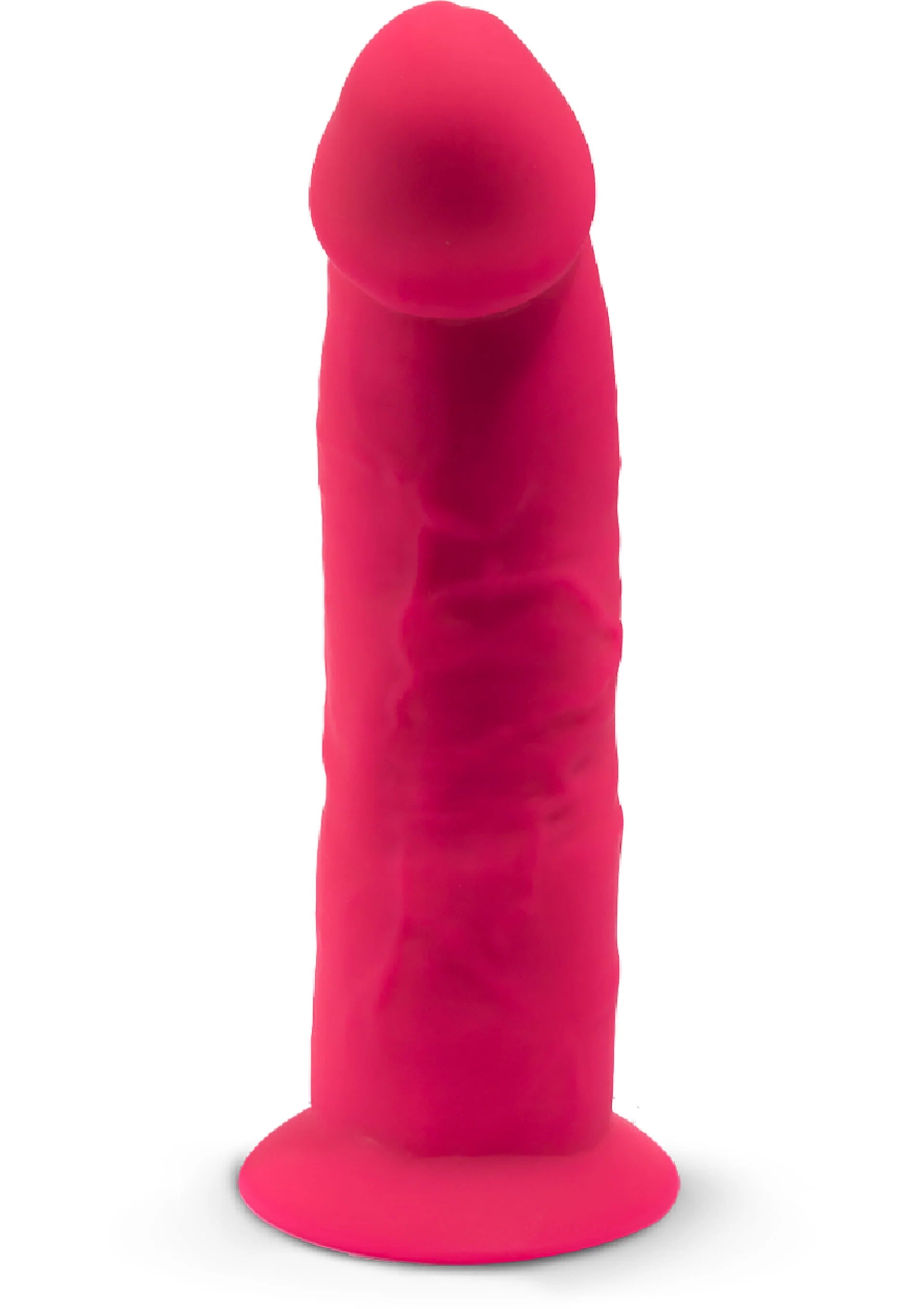 Roze 6 inch dildo frontaanzicht, afgeronde top en taps toelopend lichaam.