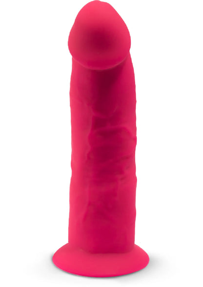 Roze 6 inch dildo frontaanzicht, afgeronde top en taps toelopend lichaam.