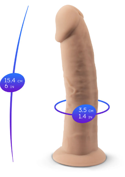 Huidskleurige 6-inch dong van Silex-D met maatindicatie en koelteffect