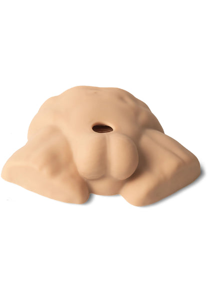 Kleine siliconen demi-torso in beige met ronde opening