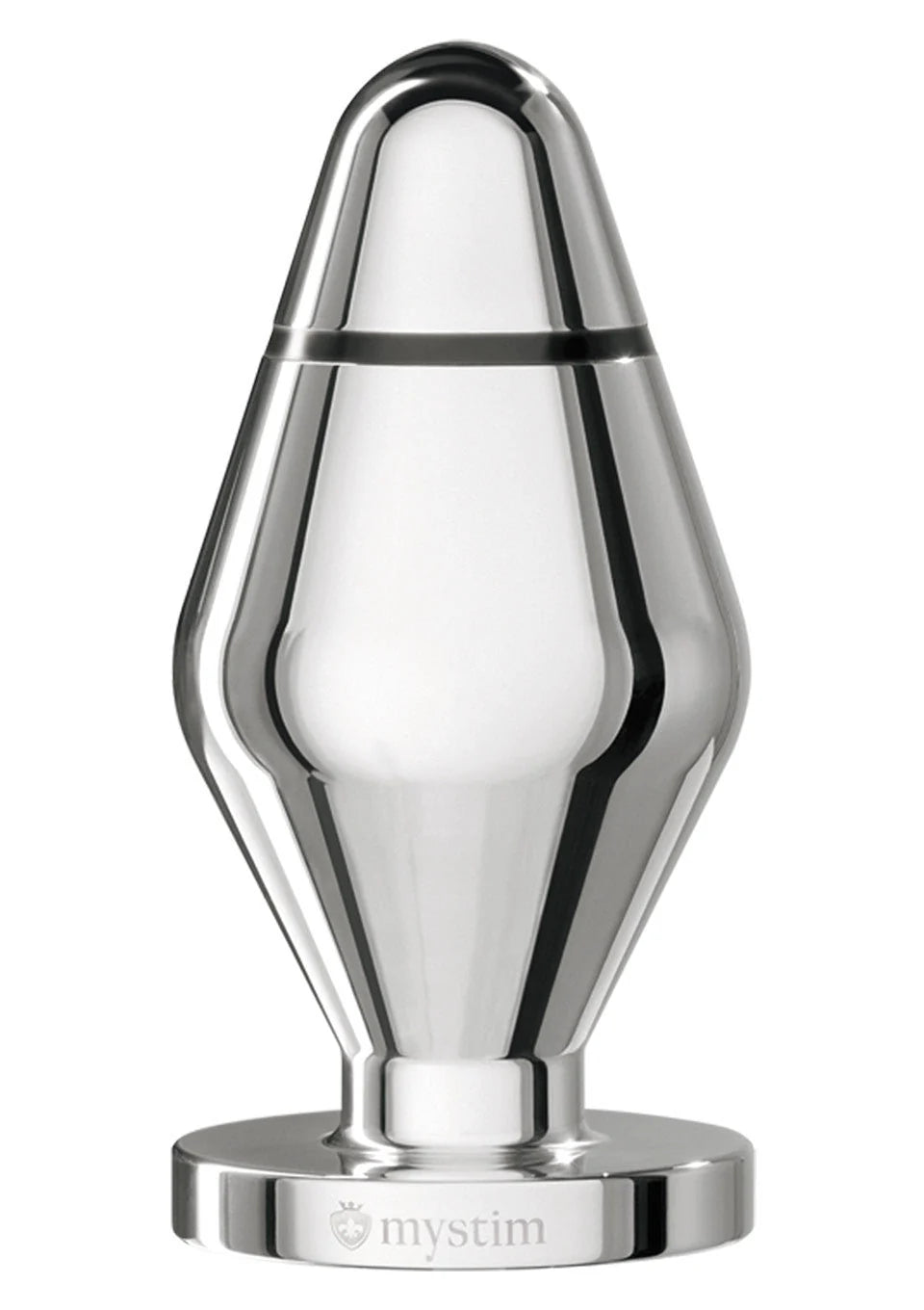 RVS anale buttplug met kegelvormige schacht en brede voet
