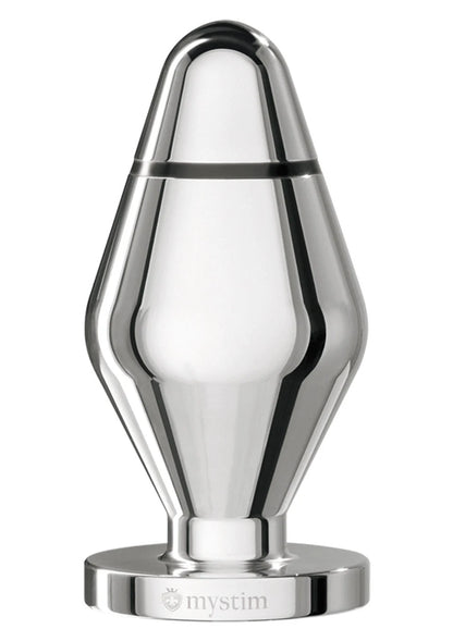 RVS anale buttplug met kegelvormige schacht en brede voet