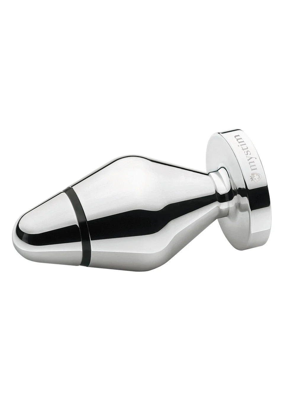 Anale buttplug van RVS met zwarte accentring en ronde basis