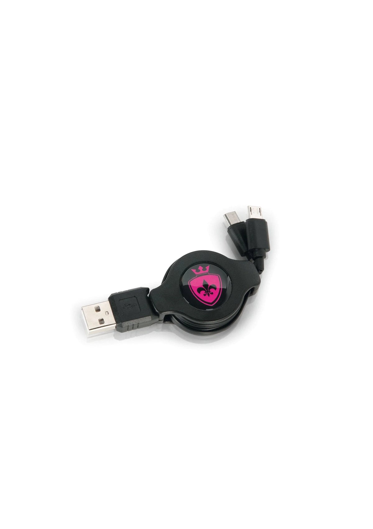 Elektrostimulatie-afstandsbediening met aangesloten USB-kabel, zwart met roze logo