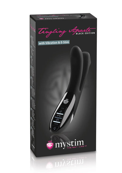 MyStim Tingling Agate Black Edition-doos met eStim-vibrator in beeld