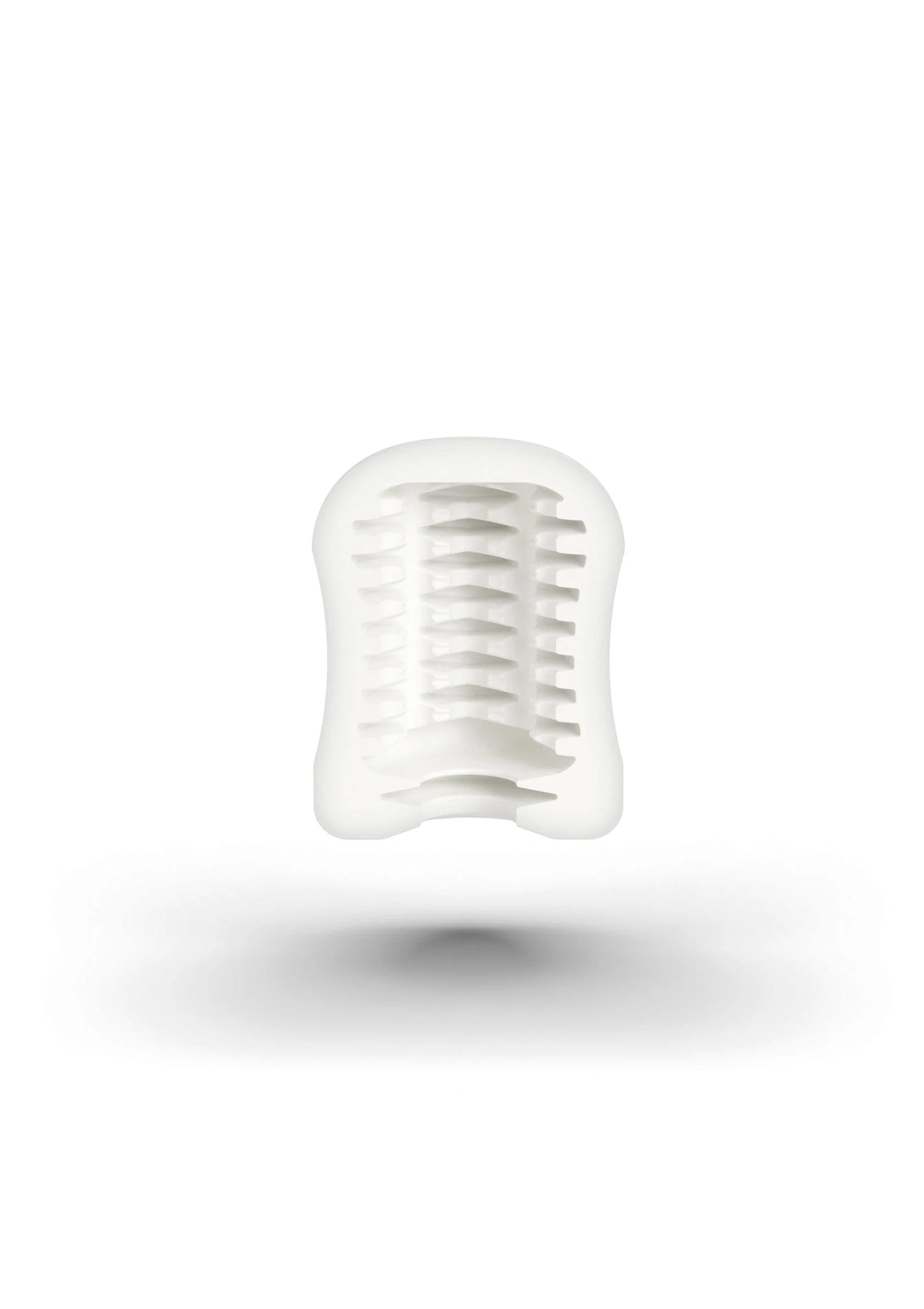 Witte masturbator-inzet met horizontale ribbels en centrale geul