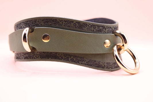 Submissive Necklace Avocado Green Leather Choker | Discreet Day Collar