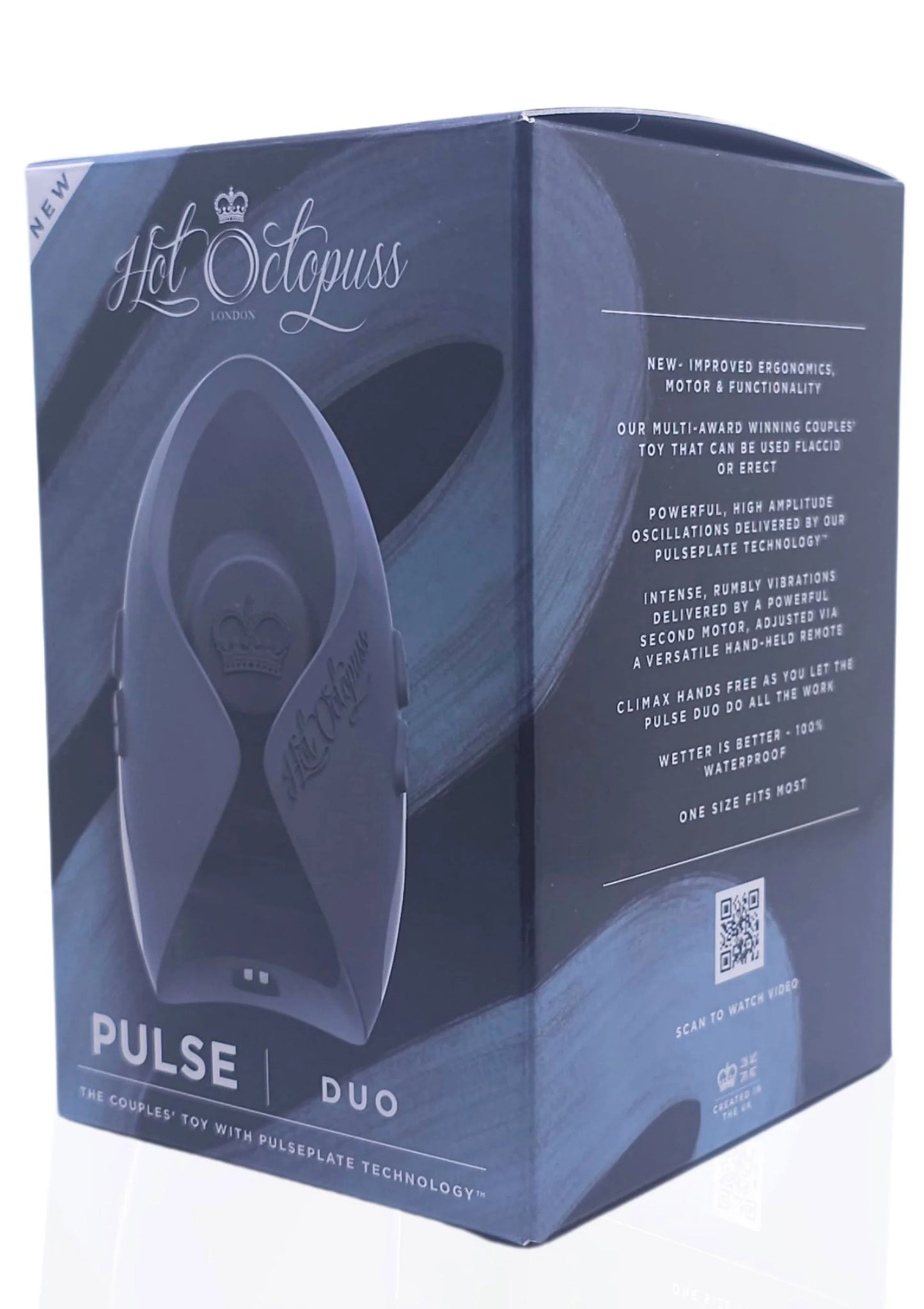 Verpakkingsdoos voor blauwe vibrator met afbeelding van het apparaat