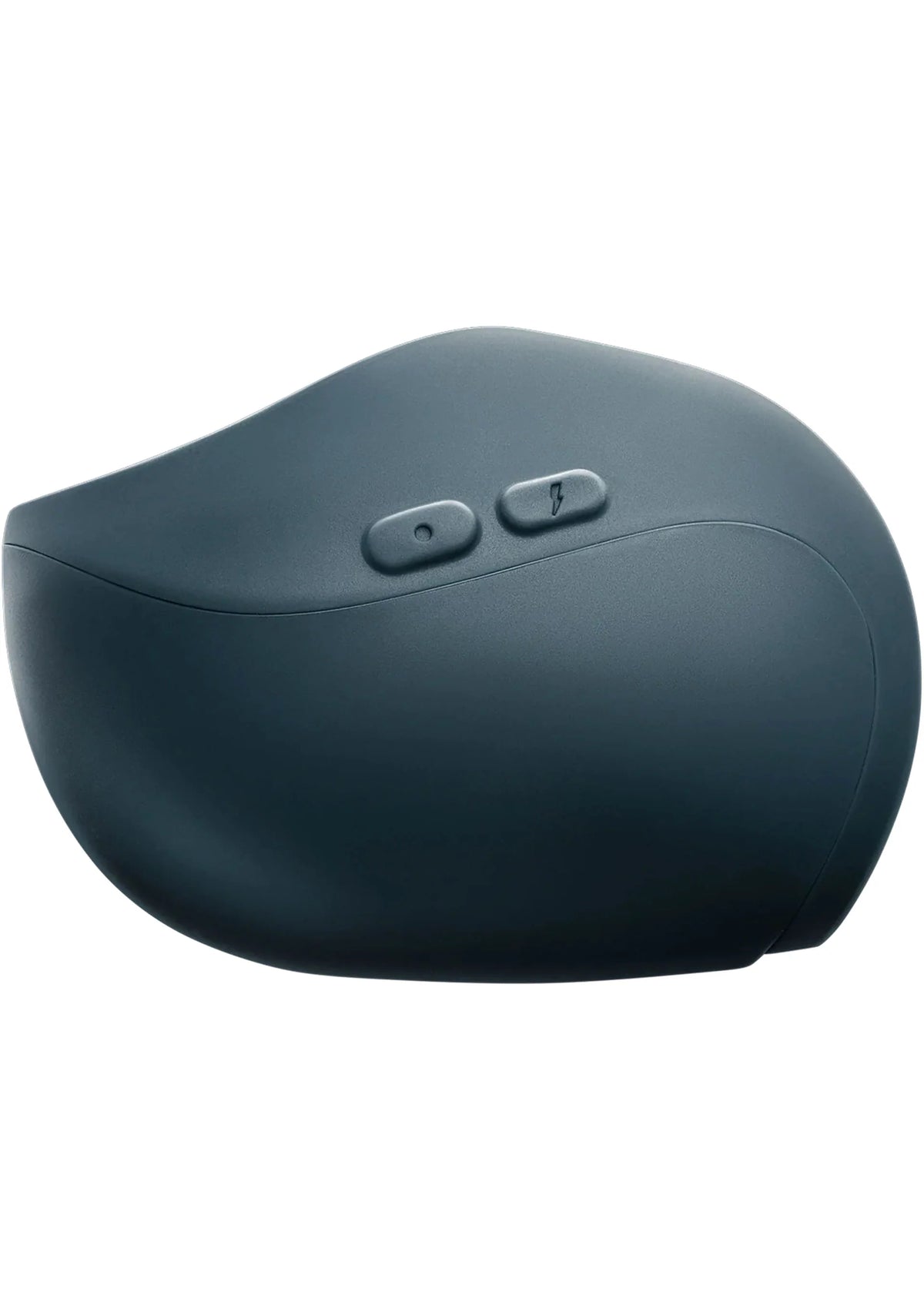 Blauwe vibrator zijaanzicht met twee knoppen en afgeronde behuizing