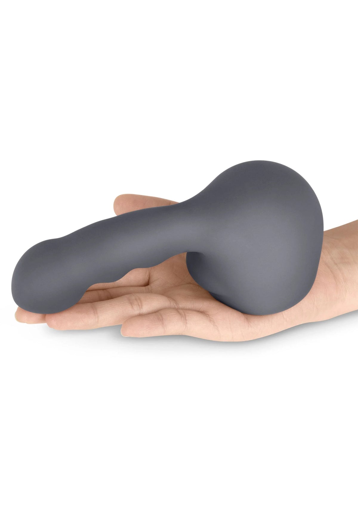Le Wand Ripple weighted head, donkergrijze siliconen vorm met ribbels en afgeronde uiteinden