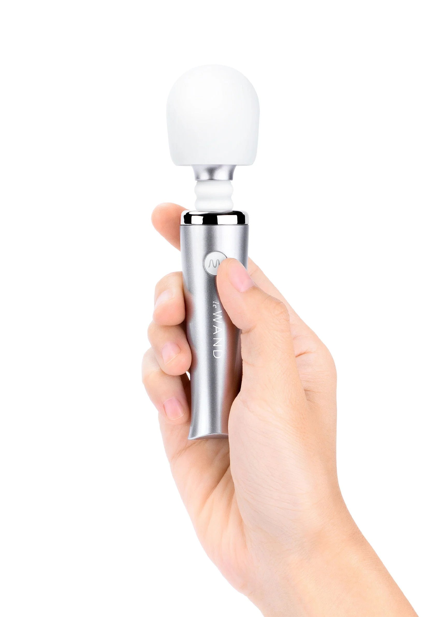 LeWand mini pleasures set handstuk in hand met witte kop en zilveren behuizing