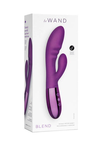 Vibrerende duo-vibrator Le Wand Blend, paarse versie, in productdoos