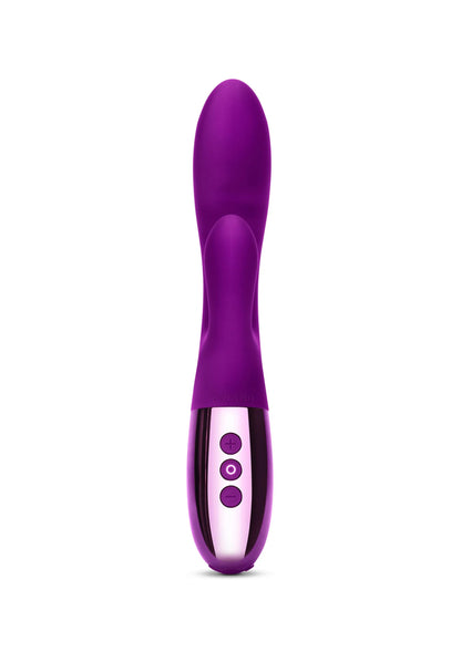Paarse Le Wand Blend duo-vibrator met afgeronde uiteinden en glanzende basis