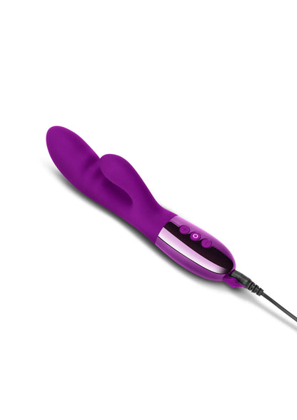 Paarse Le Wand Blend duo-vibrator, close-up van bedieningsknoppen op de basis