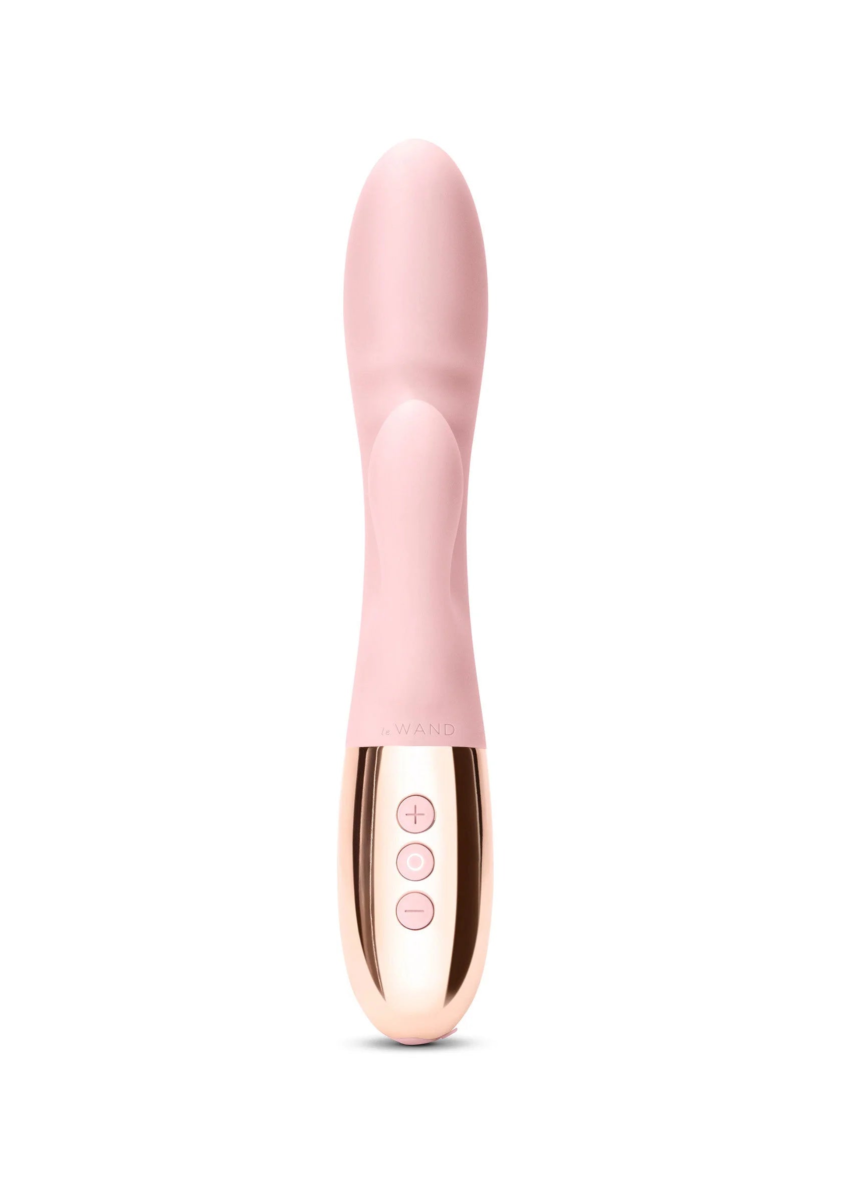 Roze Le Wand Blend duo-vibrator met glanzende roségoudkleurige basis en knoppen