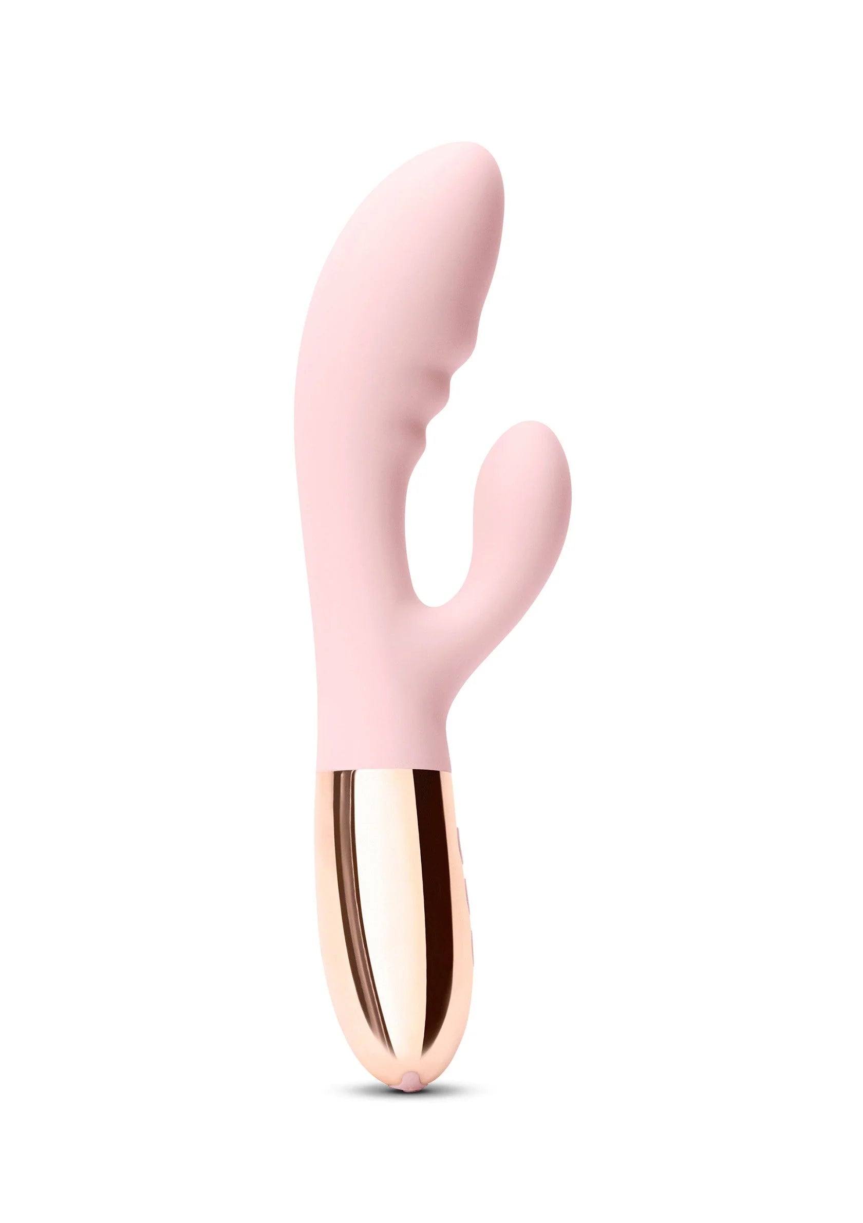 Roze Le Wand Blend duo-vibrator met openingen en roségoudkleurige onderplaat