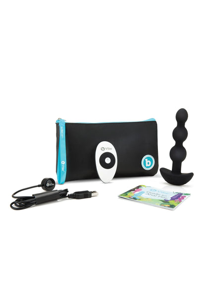 Zwarte anale kralen-set met opbergzak, USB-kabel en kaarten