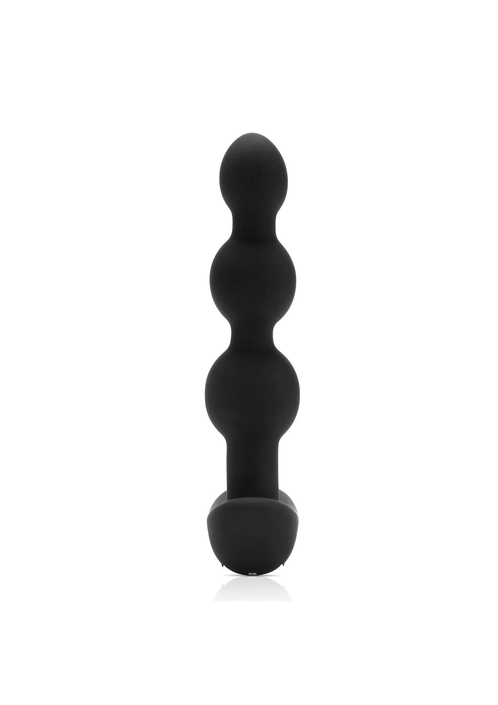 Zwarte anale beads met drie bollen en ronde onderkant, staand model