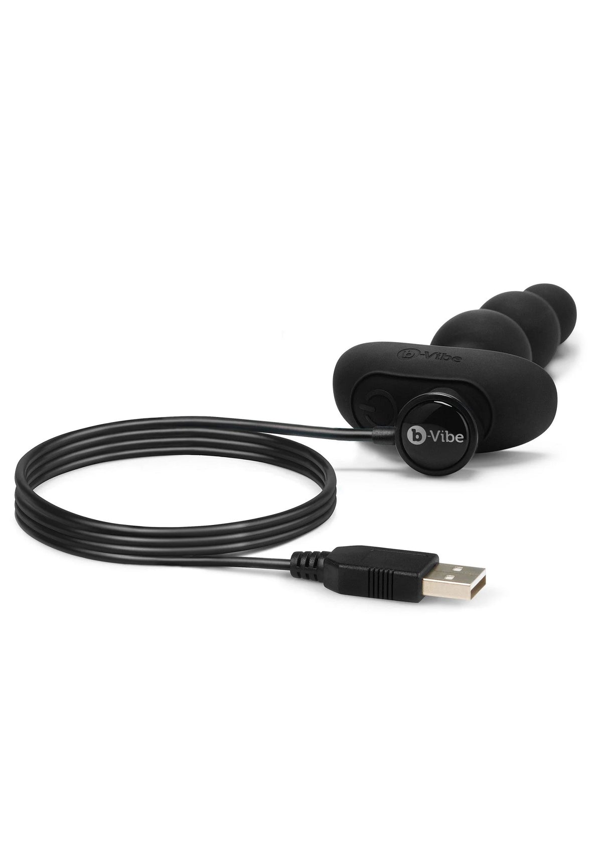 Zwarte anale kralen met flexibele kabel en USB-aansluiting