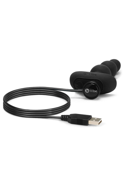 Zwarte anale kralen met flexibele kabel en USB-aansluiting