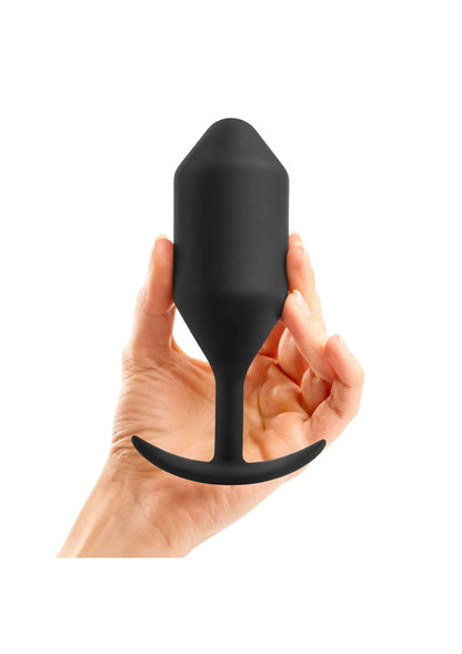 Zwarte anale plug met taps toelopend uiteinde en ronde basis, B-Vibe Snug Plug 5