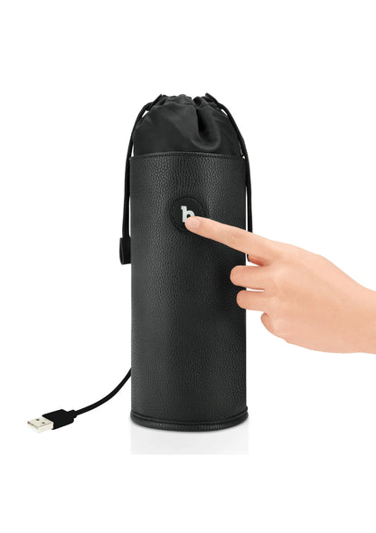 Zwarte UV-sterilisator pouch met b-logo en USB-kabel