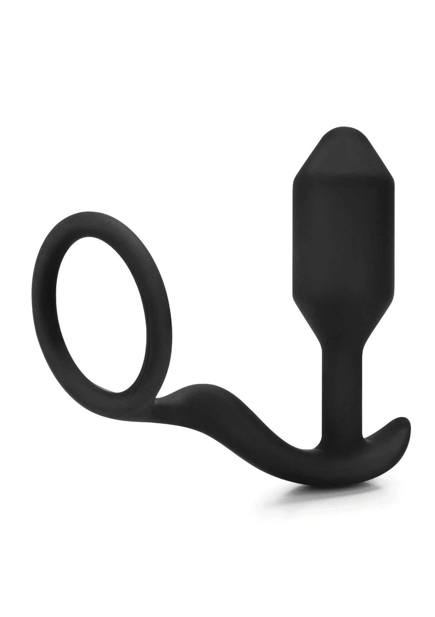 B-Vibe Snug & Tug anale plug met O-ring handvat en gebogen steel