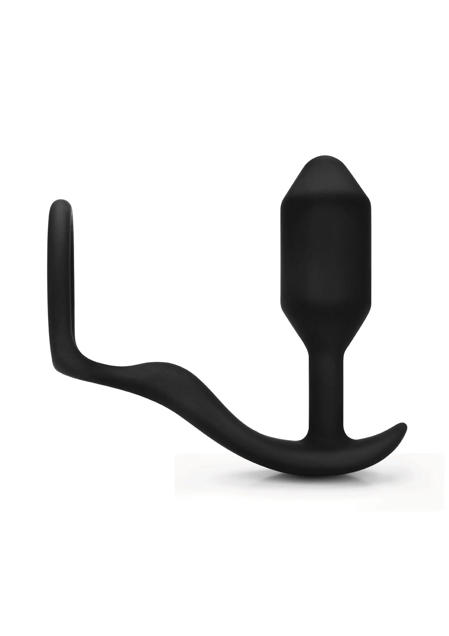 B-Vibe Snug & Tug anale plug, zwart, profiel met gebogen vorm