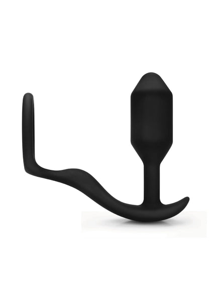 B-Vibe Snug & Tug anale plug, zwart, profiel met gebogen vorm