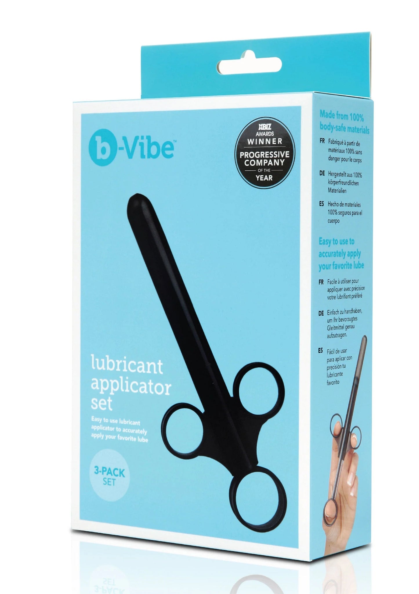 B-Vibe doos met glijmiddel-applicator set met 3 stuks, zwarte applicator met ringen