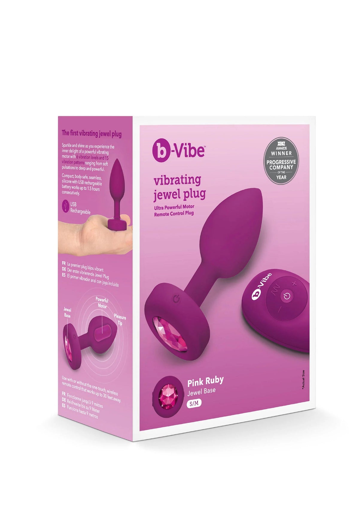 Verpakking van B-Vibe vibrerende jewel plug S/M paars