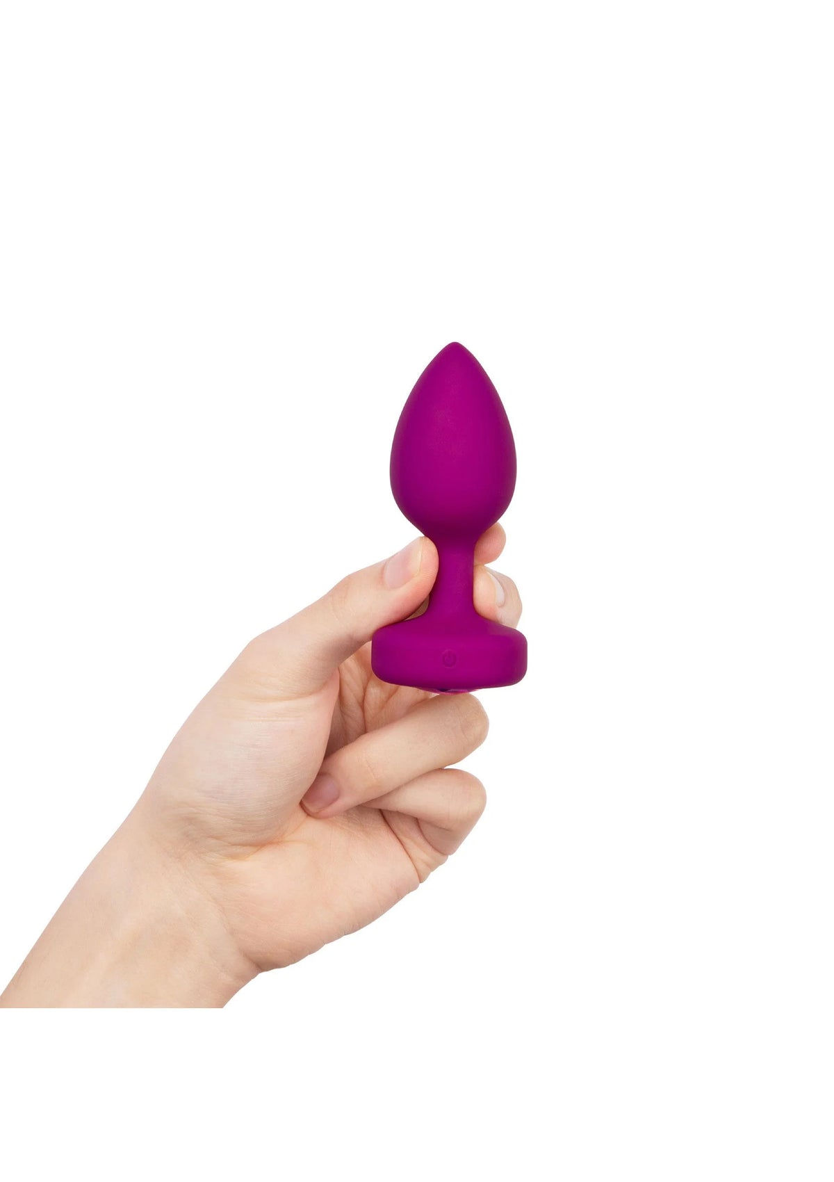 Paarse vibrerende jewel plug voor S/M, taps toelopende vorm met korte basis