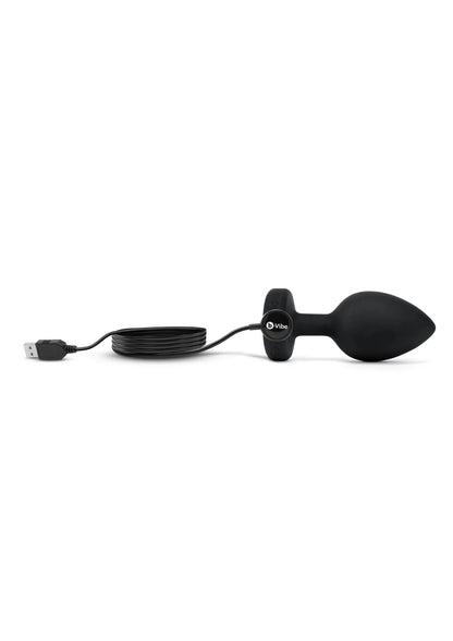 Zwarte anale plug met diamantbasis en USB-kabel met aansluitpunt