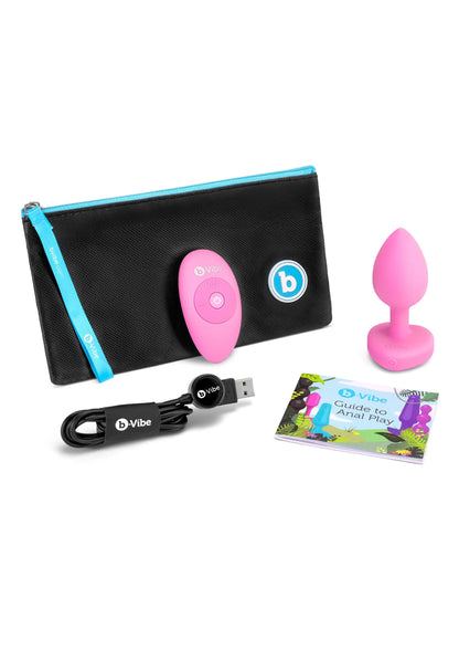 Roze hartvormige vibrerende plug set met draagzak en kabel