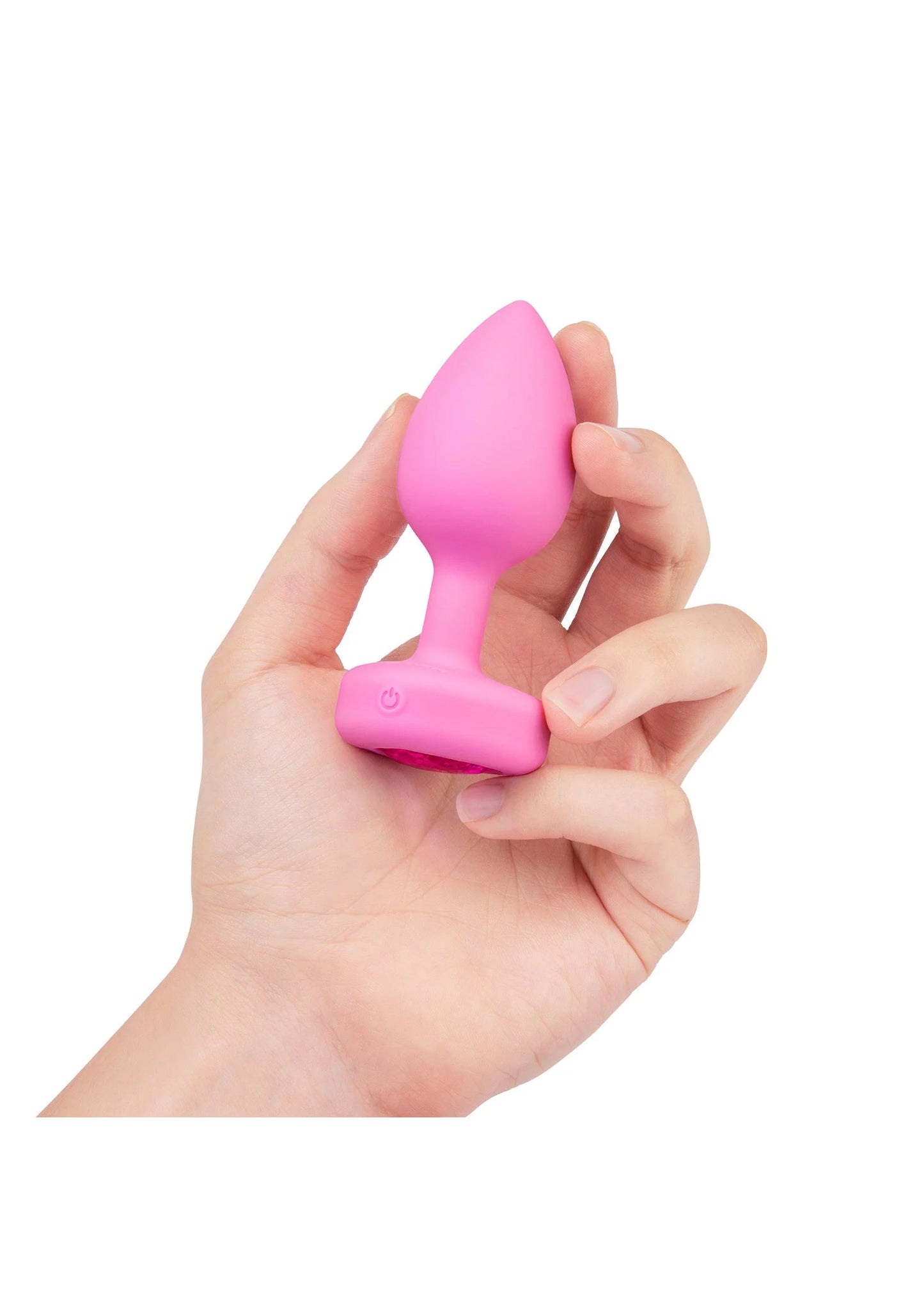 Roze hartvormige vibrerende plug S/M van B-Vibe, compacte vorm